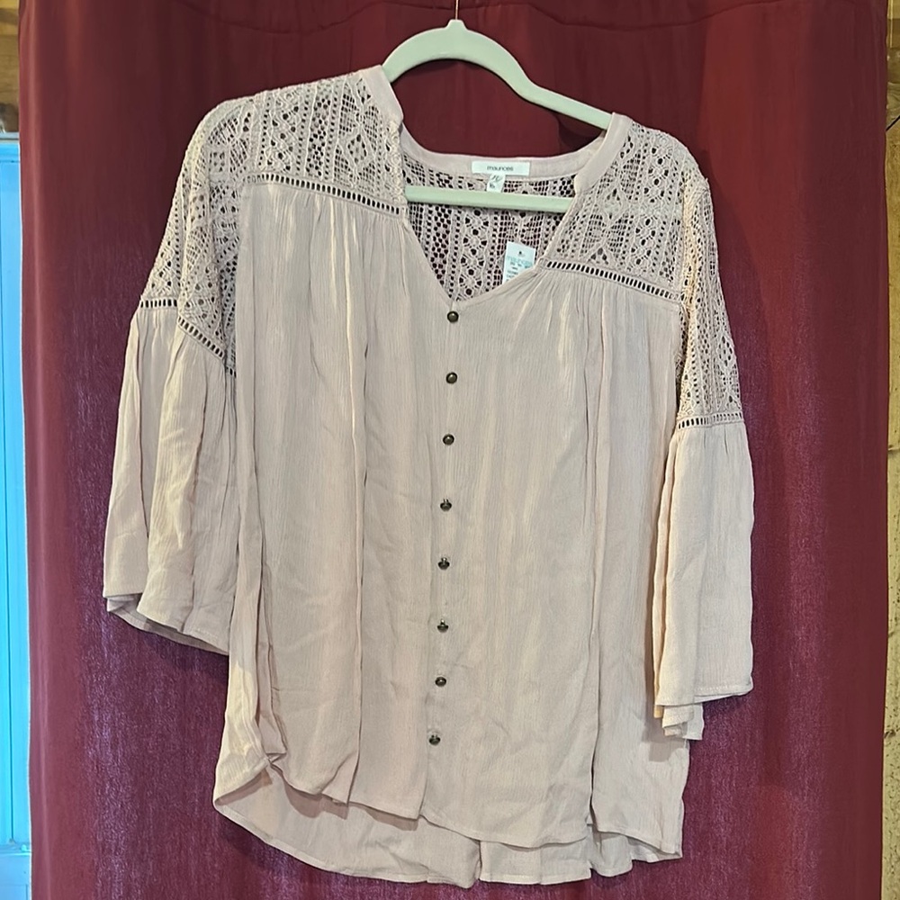 Women's Lace Detail Blouse - Pink